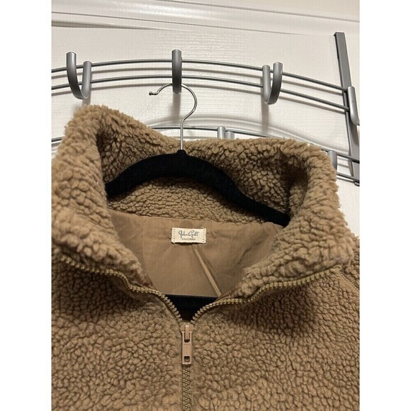 John Galt Full Zip Jacket long sleeve fuzzy Camel brown Women’s One Size teddy - Picture 9 of 16